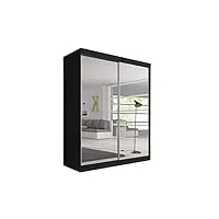 meublo armoire, penderie avec 2 portes coulissantes (l x h x p): 203x218x61 ben 20 (noir)