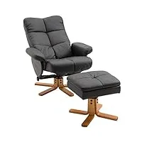 homcom fauteuil relax inclinable fauteuil de salon avec repose-pieds pouf coffre rangement revêtement synthétique couleur noire