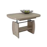 stella trading kirk mini table basse réglable et extensible en chêne sonoma avec étagère pour votre salon en bois 95 x 52 x 59 cm