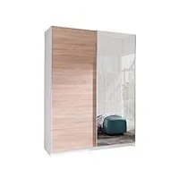 armoire, penderie étagères et avec 2 portes coulissantes (l x h x p): 150x206x62 cm (ada5: sonoma + miroir)