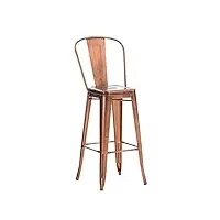 tabouret de bar design aiden en métal robuste i tabouret de bar style industriel avec dossier et repose-pied i chaise haute de cuisine i cou, couleur:cuivre