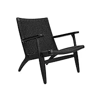 vaukura fauteuil en rotin – fauteuil en bois naturel ch25 (plusieurs couleurs) contemporain noir