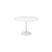 kare design table schickeria, blanc, bois mdf, pied en acier, minimaliste, table a manger, table ronde pour 4 personnes, salle à manger, salon, bureau, Ø110