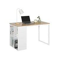woltu® tsg26hei bureau d'ordinateur avec 4 compartiment ouvert, table de bureau table de travail pc table en aggloméré et acier, 120x60x75cm (lxpxh),chêne clair