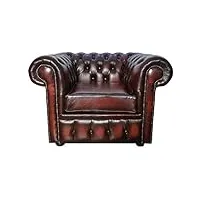 chesterfield rouge rouge 100% cuir véritable fauteuil club