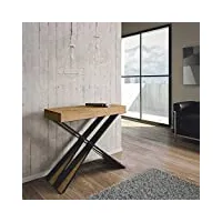 itamoby diago console extensible, panneaux de meuble, chêne naturel/anthracite, 90 x 40 x 77 cm