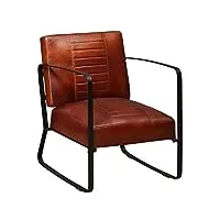 vidaxl fauteuil de salon fauteuil de salle de séjour meuble de salon chambre à coucher bureau maison intérieur marron cuir véritable