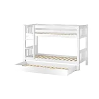 erst-holz lit superposé enfant pin massif blanc 90x200 avec tiroir-lit, y compris sommiers 60.06-09ws7