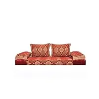 mo1570 salma canapé oriental rouge 15 places avec rembourrage avec coussins de dossier et de dossier | l'original de marrakech | coin sidari arabe sidari sark kösesi
