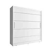 meublo armoire, penderie avec 2 portes coulissantes (l x h x p): 180x200x62 borneo alu (blanc, 180 cm)