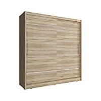 meublo armoire, penderie avec 2 portes coulissantes (l x h x p): 180x200x62 borneo alu (sonoma chocolat, 180 cm)
