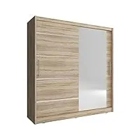 meublo armoire, penderie avec 2 portes coulissantes (l x h x p): 200x214x62 borneo alu (sonoma, 200 cm)