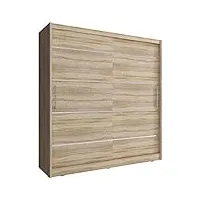 meublo armoire, penderie avec 2 portes coulissantes (l x h x p): 180x200x62 borneo alu (sonoma, 180 cm)