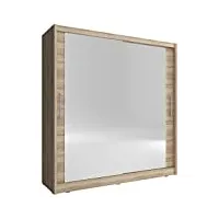 meublo armoire, penderie avec 2 portes coulissantes et miroir (l x h x p): 200x214x62 borneo 6 (sonoma, 200 cm)