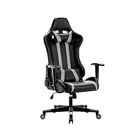 intimate wm heart chaise gaming, fauteuil de bureau gamer ergonomique avec appui-tête et soutien lombaire ajustables hauteur et accoudoirs réglables gris