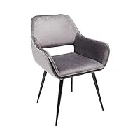 kare san francisco chaise avec accoudoirs, mousse, acier, vénier, tissu, gris, 82 x 58,5 x 61 cm