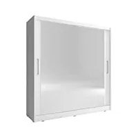 meublo armoire, penderie avec 2 portes coulissantes et miroir (l x h x p): 180x200x62 borneo 6 (blanc, 180 cm)