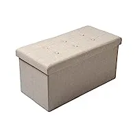 woltu sh32cm tabouret banc de rangement en lin,pouf pliable cube coffre de rangement 76x37,5x38cm,beige