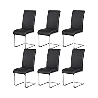 yaheetech chaise salle à manger lot de 6 en simili cuir fauteuil rembourré capacité 135 kg chaise hauteur assise 50 cm acier chromé noir