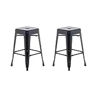 lot 2 chaises tabourets de bar industriels en acier noir 60 cm empilables et pratiques pour cuisine ou salle à manger au design moderne beliani
