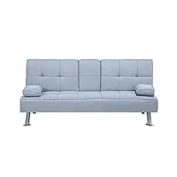 canapé clic clac convertible 3 places en gris clair avec pieds argentés design ultra moderne pour salon confortable beliani