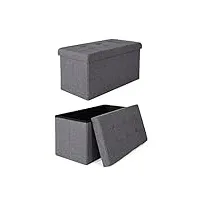 dibea tabouret pliable en lin cube coffre de rangement, 76x38x38 cm gris