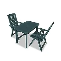 vidaxl mobilier de bistro 3 pcs salon de jardin table et chaises de salle à manger mobilier de terrasse patio extérieur plastique vert