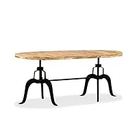 vidaxl table de salle à manger acier dîner cuisine bois de manguier massif