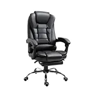 homcom fauteuil de bureau fauteuil manager grand confort dossier inclinable roulettes p.u 64,5 x 69 x 117 cm noir