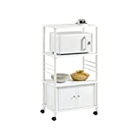 sobuy® frg12-w meuble de rangement roulant chariot de cuisine de service desserte micro-onde à roulettes en bois