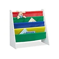 relaxdays Étagère de rangement pour enfant en mdf avec 4 compartiments en tissu multicolore