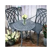 lazy susan ivy table et 2 chaises – ardoise | ensemble de meubles de jardin en fonte d'aluminium 2 x chaises april