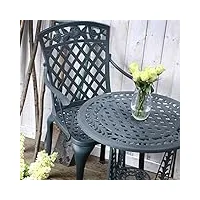lazy susan ivy table 2 chaises – ardoise | ensemble de meubles de jardin en fonte d'aluminium 2 x chaises rose bleu
