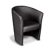dmora - fauteuil avec revêtement en éco-cuir, couleur noire, 65 x 78 x 60 cm