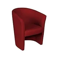 dmora fauteuil avec revêtement en éco-cuir, couleur rouge, 65 x 78 x 60 cm