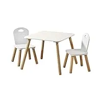 kesper | table pour enfant avec 2 chaises, matériau : panneau de fibres, dimensions : 55 x 55 x 45 cm, couleur : blanc | 17712 13