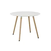 h.j wedoo ronde table de salle à manger scandinave diamètre 80cm moderne style nordique en bois, blanc