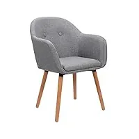 woltu 1 x chaise de salle à manger composée de lin et bois massif,chaise gris clair pour cuisine/salon/café bh94hgr-1
