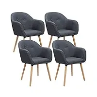 woltu 4 x chaises de cuisine gris foncé chaises de salle à manger fait de lin et bois massif,chaise de réception bh94dgr-4
