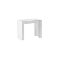 skraut home | table console extensible | console meuble | 140 | pour 6 personnes | table à manger | style moderne | blanc