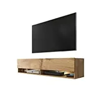 selsey wander - meuble tv suspendu/banc tv avec led (140 cm) (effet chêne wotan)