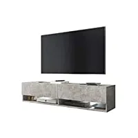 selsey wander - meuble tv suspendu/banc tv avec led (140 cm) (béton)