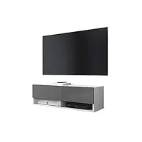 selsey wander - meuble tv/banc tv (100 cm, blanc mat/gris brillant, sans led)