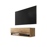 wander - meuble tv suspendu/banc tv avec led (100 cm) (effet chêne wotan)