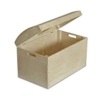 creative deco grande coffre noel boîte pirate boite rangement en bois | 56,5 x 33 x 36,5 cm | avec poignées et couvercle | non-peint et non-fini | malle caisse pour jouet outil objet noël