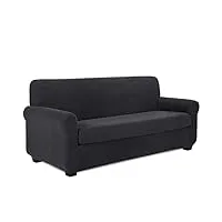 tianshu housse de canapé 3 places, comprend 1 housse de coussin de chaise et 1 housse de canapé, spandex stretch sofa housse de chaise housse de protection de meubles antidérapante (gris)