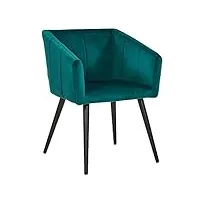 duhome chaise de salle a manger en tissu (velours), fauteuil chambre confortable en similicuir, fauteuil de salon retro avec pied métal fauteuil relaxant, pour salon et chambre,vert bleu