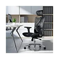 sihoo chaise de bureau, siege de bureau ergonomique, fauteuil à dossier haut respirant avec accoudoir de chaise réglable 3d en maille respectueuse de la peau et support lombaire (noir)