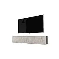 selsey kane - meuble tv à suspendre/banc tv (140 cm, béton, sans led)