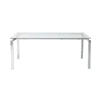 kare 71571 lorenco table de salle à manger carrée avec plateau en verre et structure chromée élégante 72 x 180 x 90 cm, argenté, (hxbxt) 72x180x90 cm